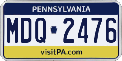 PA license plate MDQ2476