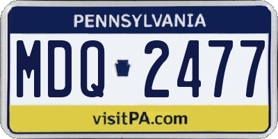 PA license plate MDQ2477