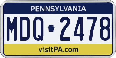PA license plate MDQ2478
