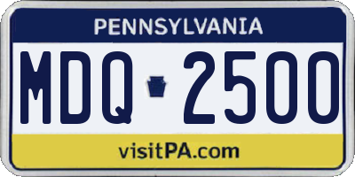 PA license plate MDQ2500
