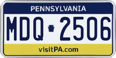 PA license plate MDQ2506