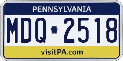 PA license plate MDQ2518