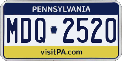 PA license plate MDQ2520