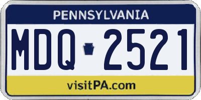 PA license plate MDQ2521