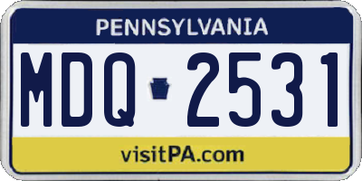 PA license plate MDQ2531