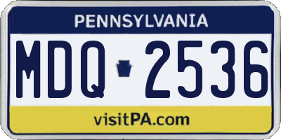 PA license plate MDQ2536
