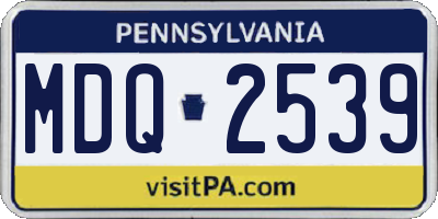 PA license plate MDQ2539
