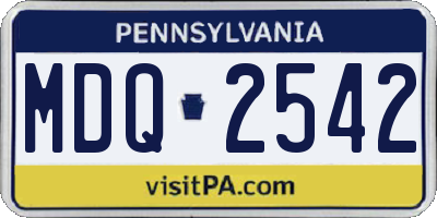 PA license plate MDQ2542