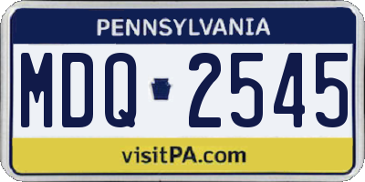 PA license plate MDQ2545