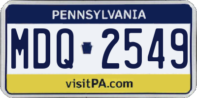 PA license plate MDQ2549