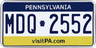PA license plate MDQ2552