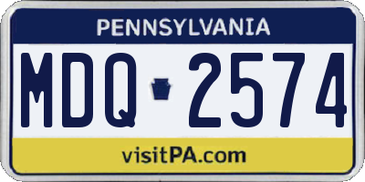 PA license plate MDQ2574