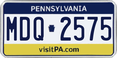 PA license plate MDQ2575