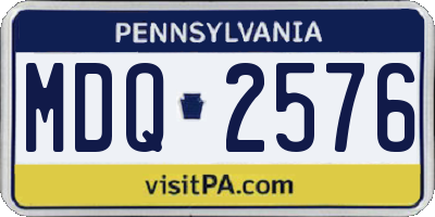 PA license plate MDQ2576