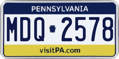 PA license plate MDQ2578