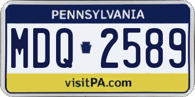 PA license plate MDQ2589