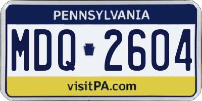 PA license plate MDQ2604