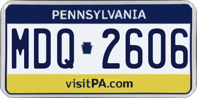 PA license plate MDQ2606