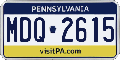 PA license plate MDQ2615