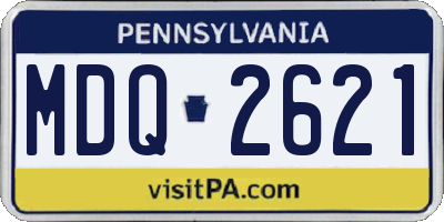 PA license plate MDQ2621