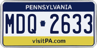 PA license plate MDQ2633