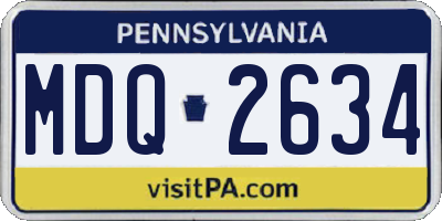 PA license plate MDQ2634