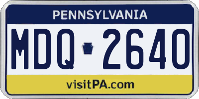 PA license plate MDQ2640