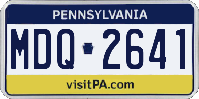 PA license plate MDQ2641