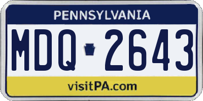 PA license plate MDQ2643