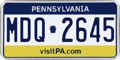 PA license plate MDQ2645
