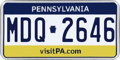 PA license plate MDQ2646