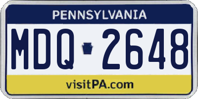 PA license plate MDQ2648