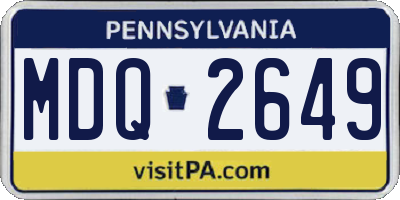 PA license plate MDQ2649