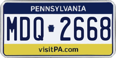 PA license plate MDQ2668