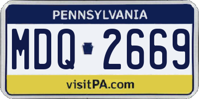 PA license plate MDQ2669