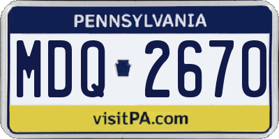 PA license plate MDQ2670