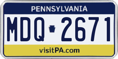 PA license plate MDQ2671