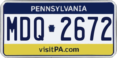 PA license plate MDQ2672