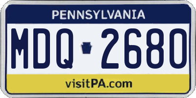 PA license plate MDQ2680