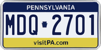 PA license plate MDQ2701