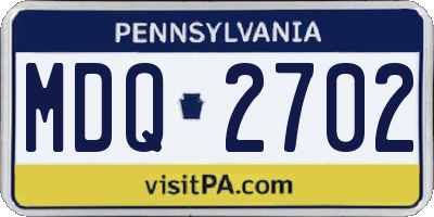 PA license plate MDQ2702