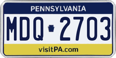 PA license plate MDQ2703
