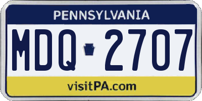 PA license plate MDQ2707