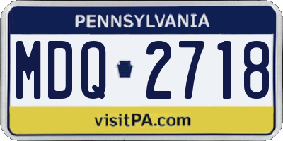 PA license plate MDQ2718