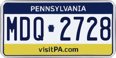 PA license plate MDQ2728