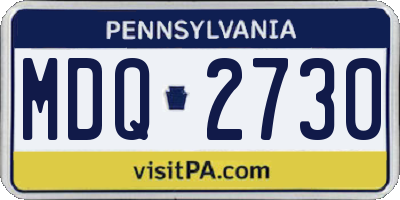 PA license plate MDQ2730