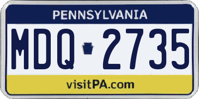 PA license plate MDQ2735