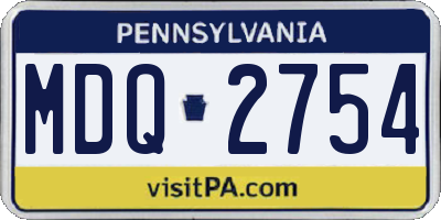 PA license plate MDQ2754