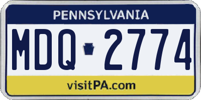 PA license plate MDQ2774