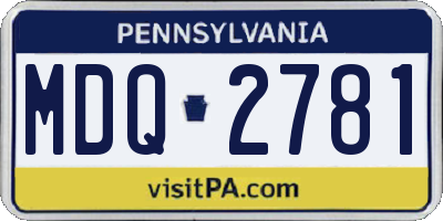 PA license plate MDQ2781
